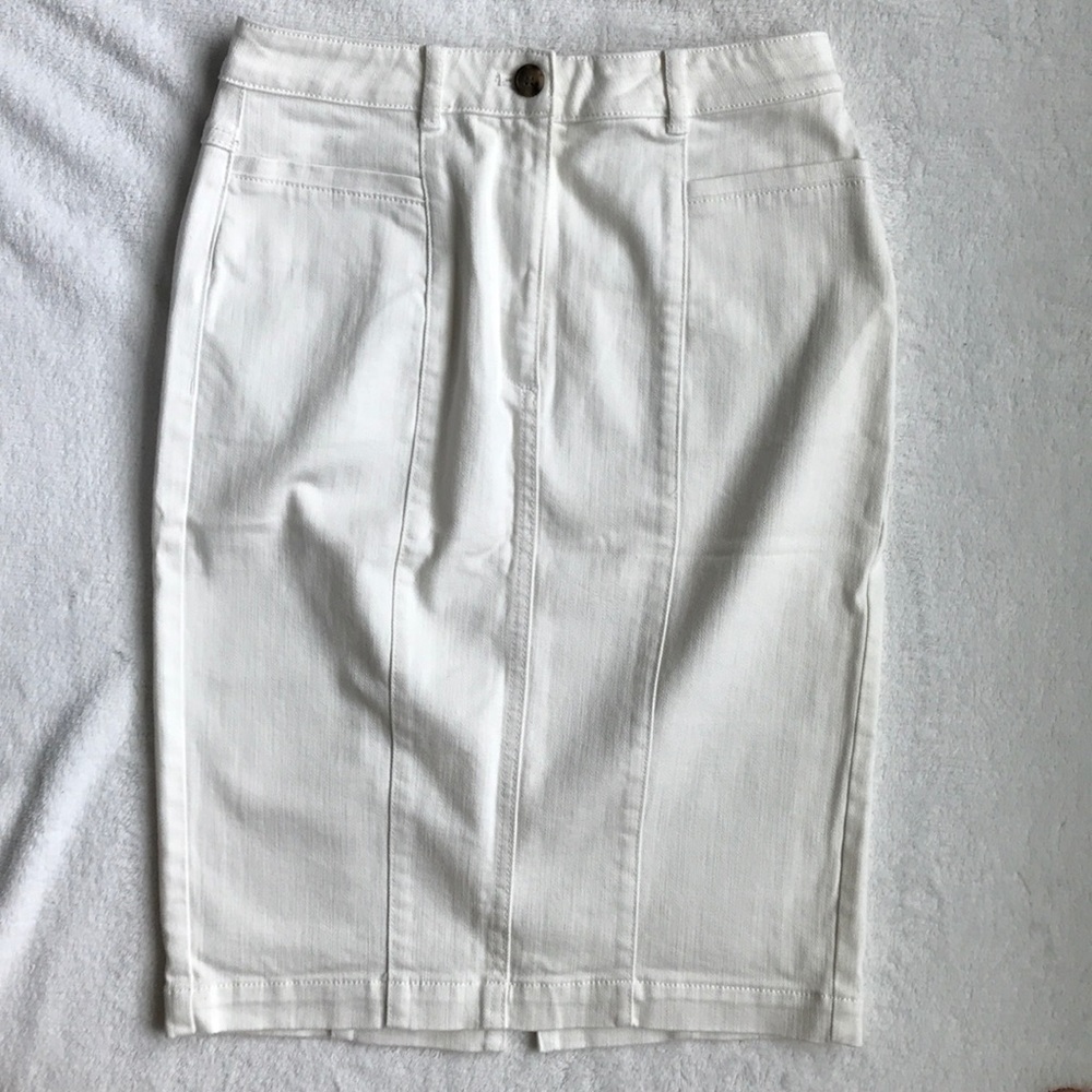Ann Taylor Women's White Denim Jean Pencil Skirt